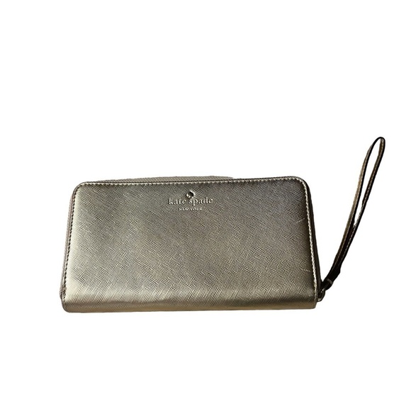 KATE SPADE Gold Metallic Cow Leather Zip Around Wallet -- it's GORGEOUS!!! - Picture 1 of 3